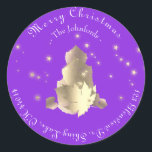 Adesivo Feliz Natal RSVP RPúrpura Abstrato Dourada<br><div class="desc">O script Delicate da decoração da marca de Natal apresenta este design. florenceK</div>