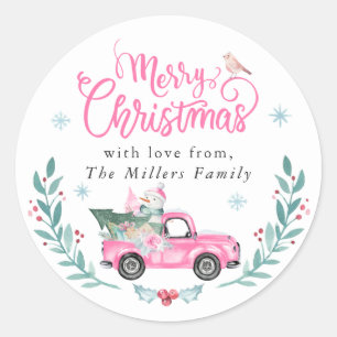 Adesivo Feliz Natal Russo Caminhão Rosa Rosa Floral de in