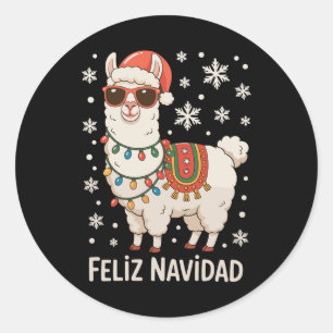 Adesivo Feliz Natal Santa Lhama Luzes de Natal Xmas