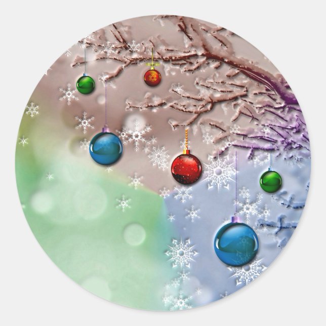 Adesivo Feliz Natal Saudação Cena de Inverno (Frente)