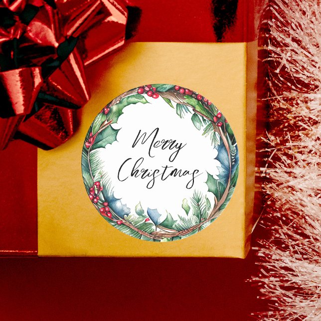 Adesivo Feliz Natal Script Holiday Wreath (Criador carregado)