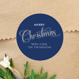 Adesivo Feliz Natal Script Personalizado Azul Marinho