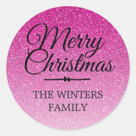 Adesivo Feliz Natal - Selo de Envelope Rosa-Brilhante
