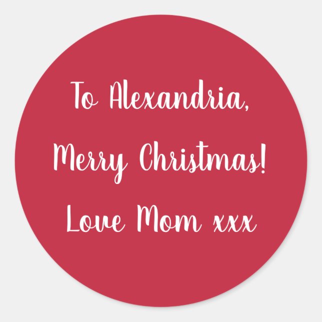 Adesivo Feliz Natal Simples da Mamãe Vermelho e Branco (Frente)