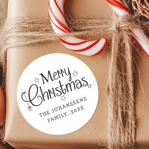 Adesivo Feliz Natal Simples em Preto e Branco