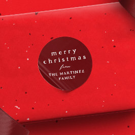 Adesivo Feliz Natal, simples feriado vermelho-escuro