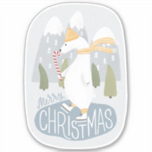 Feliz Natal. Skate de Férias do urso polar bonito