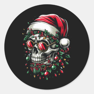 Adesivo Feliz Natal - Skull Santa Hat Family Xmas