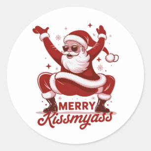 Adesivo Feliz Natal Snarky Kissmyass Sarcástico Papai Noel