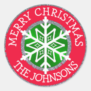 Adesivo Feliz Natal, Snowflake Sticker Personalizado