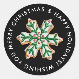 Adesivo Feliz Natal Snowflake Sugar Cookie Personalizado