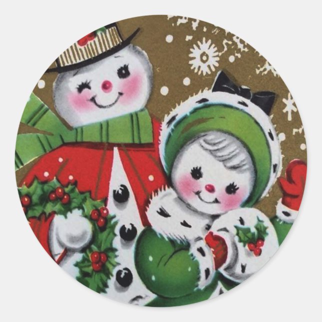 Adesivo Feliz Natal Snowman e sua Namorada (Frente)
