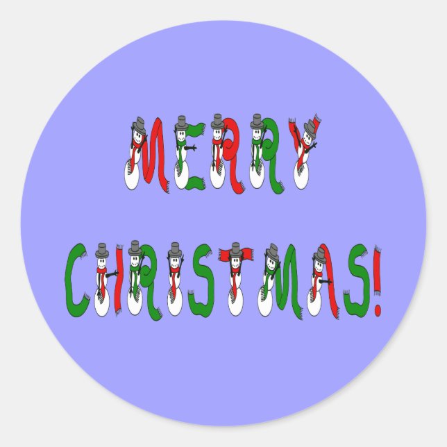 Adesivo Feliz Natal Snowman Font Sticker (Frente)
