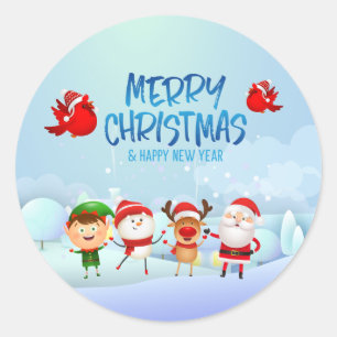 Adesivo Feliz Natal Snowman Santa Claus Rudolph Elf