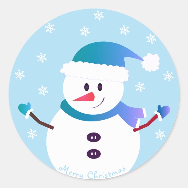 Adesivo Feliz Natal Snowman Snowflakes (Frente)