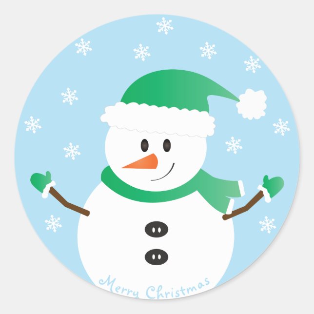 Adesivo Feliz Natal Snowman Snowflakes (Frente)