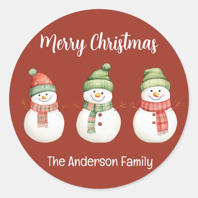 Adesivo Feliz Natal Snowmen (Frente)