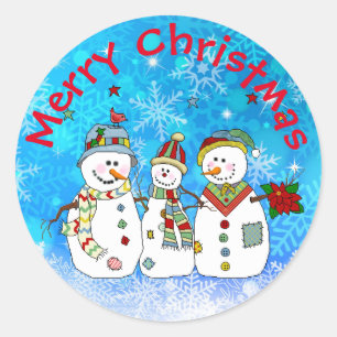 Adesivo Feliz Natal Snowmen e Snowflakes