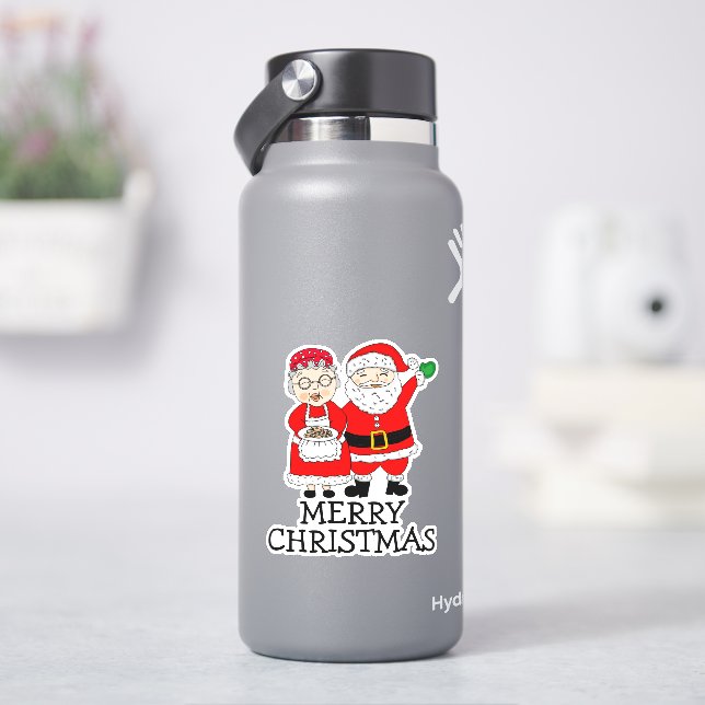 Adesivo Feliz Natal, Sr. e Sra. Claus Sticker (HidroFlask)