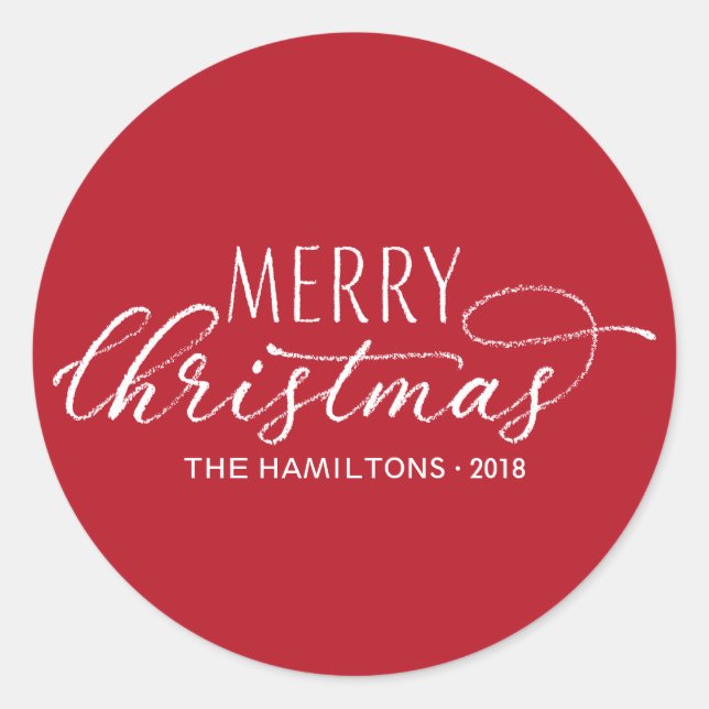Adesivo Feliz Natal Stickers Red White Modern Lettered (Frente)