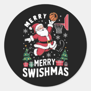 Adesivo Feliz Natal Swishmas Papai Noel Jogando Basquete 