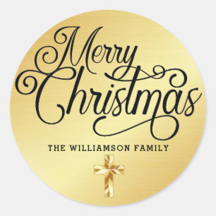 Adesivo Feliz Natal transversal Dourado personalizado