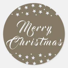 Adesivo Feliz Natal Trendy Script Stars Beige Holiday
