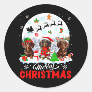 Adesivo Feliz Natal Três Papais noeis Elf Reindeer Dachshu