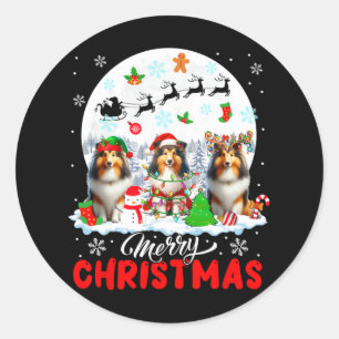 Adesivo Feliz Natal Três Papais noeis Elf Reindeer Shetlan