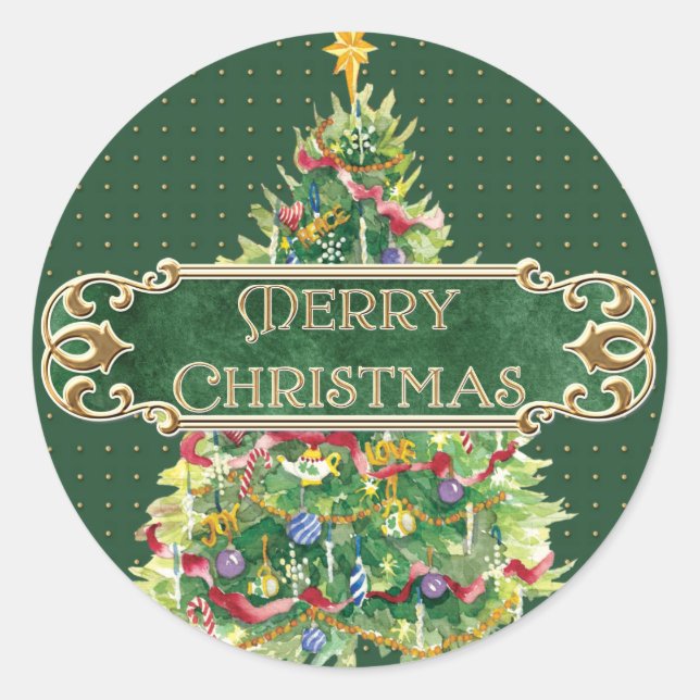 Adesivo Feliz Natal - Trilha Dourada das Estrelas de Árvor (Frente)