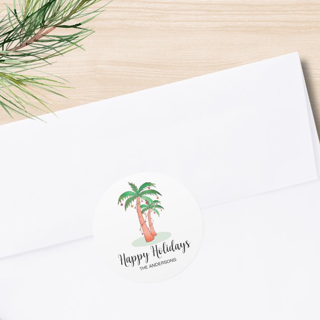 Adesivo Feliz Natal Tropical de Palmeiras (Criador carregado)