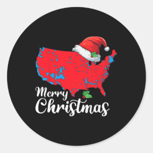 Adesivo Feliz Natal Trump Patriótico Mapa dos Estados Unid