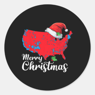 Adesivo Feliz Natal Trump Patriótico Mapa dos Estados Unid