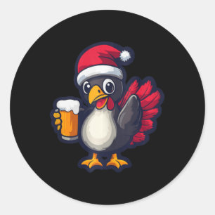 Adesivo Feliz Natal, Turca Animal Com Bicho De Cerveja