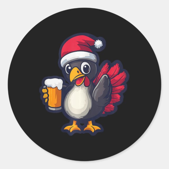 Adesivo Feliz Natal, Turca Animal Com Bicho De Cerveja (Frente)
