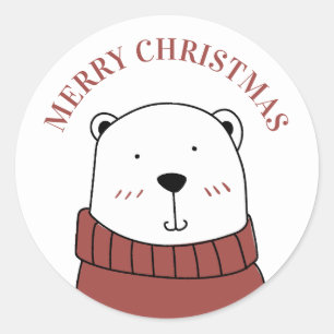 Adesivo Feliz Natal. Urso de inverno bonito. Animal engra