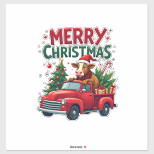 Adesivo Feliz Natal Vaca das Terras Altas Escocesas Fazend