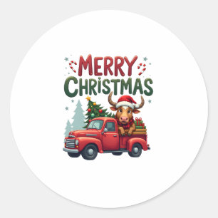 Adesivo Feliz Natal Vaca das Terras Altas Escocesas Xmas F