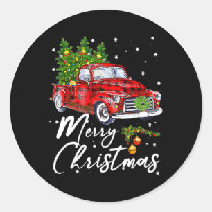 Adesivo Feliz Natal Vagão de Vintage Red Truck Fam