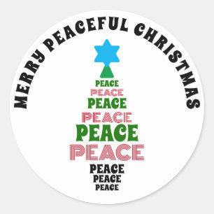 Adesivo Feliz Natal Verde e Árvore Vermelha da Paz