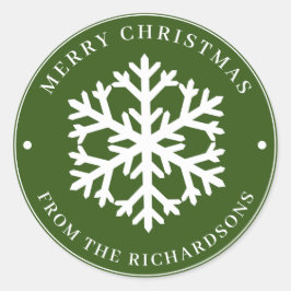 Adesivo Feliz Natal Verde Ronda Branco Floco de Neve