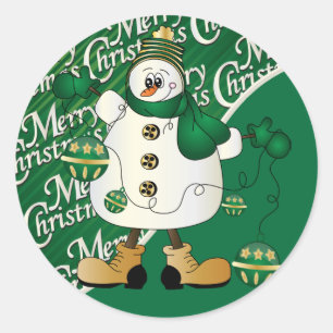 Adesivo Feliz Natal Verde Snowman