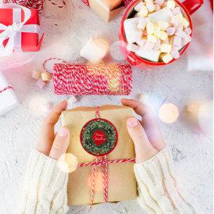 Adesivo Feliz Natal Verdes Wreath Winter Red Woodland