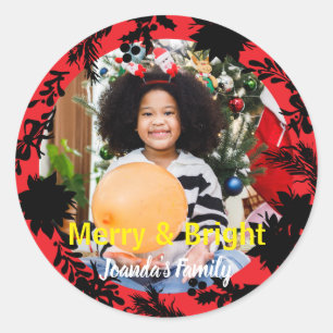 Adesivo Feliz Natal Vermelho Brilhante Foto Negra