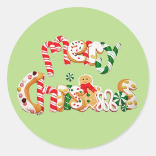 Adesivo Feliz Natal vermelho do biscoito do pão-de-espéc