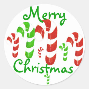 Adesivo Feliz Natal vermelho e bastão de doces verde