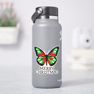 Adesivo Feliz Natal Vermelho e Borboleta Verde