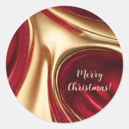 Adesivo Feliz Natal, Vermelho e Dourado.