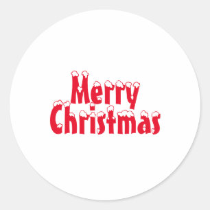 Adesivo Feliz Natal vermelho e letras brancas de neve boni