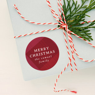 Adesivo Feliz Natal vermelho xadrez de feriado personaliza